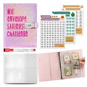 Custom Design Print Notebook Saving Money Piggy Bank For Adults 100 Envelope Savings Challenge