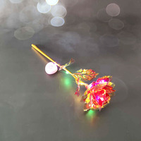 Rose en feuille d'or 24 carats avec lumières LED, fleur artificielle avec guirlande lumineuse féerique pour cadeau de la Saint-Valentin, cadeau créatif
