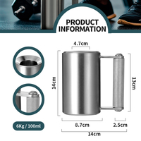 Sans BPA en acier inoxydable de qualité alimentaire 4KG 6KG 8KG haltère tasse exercice eau tasse Super lourd Fitness entraînement blague cadeau