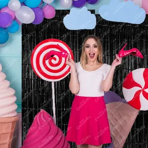 2 tende in carta metallizzata nera per decorazioni per feste - Product Image 4