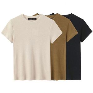 T-shirt en jean personnalisé pour femme avec logo et appliques imprimées – Vente en gros - Product Image 1