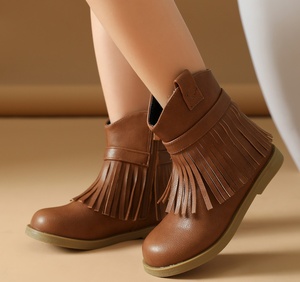 Fashion and Cool Versatile Children's <b>Girl</b> Tassel <b>Cowboy</b> <b>Boots</b> Kid Leather <b>Boots</b> Newborns Prewalkers - Product Image 4