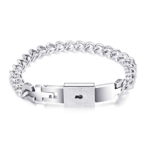 Titanium Steel Couple <b>Bracelet</b> And Necklace Set Heart Lock Key Design Gift For <b>Love</b> Unisex Jewelry - Product Image 5