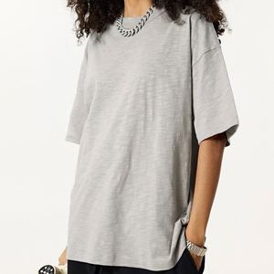 T-shirts personnalisés en coton flammé 100% léger à plumes T-shirts vierges à col rond unis et respirants pour l'impression - Product Image 3