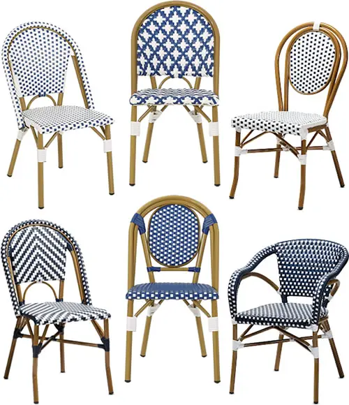Outside French bistro rattan table and chairs outside patio garden french restaurant table and chairs