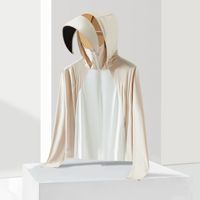 Veste courte à capuche avec visière amovible pour femme, en matériau de qualité supérieure, légère et confortable, protection solaire UPF