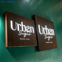 SKYSEEN Panneau publicitaire lumineux LED couleur rouille personnalisé, enseigne lumineuse en métal pour signalisation extérieure commerciale