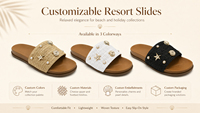 Sandali da donna personalizzati in paglia intrecciata con perle e decorazioni in metallo, ciabatte estive da spiaggia, mules piatte da esterno - Produttore