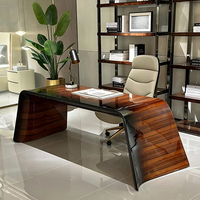 Fabricant de meubles de bureau Placage de bois orange Bureau de direction Bureau de direction Design moderne Table de bureau du directeur