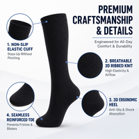 Chaussettes de compression unisexes en tricot côtelé Spandex/Nylon, hauteur genou, couleur unie dégradée, pour infirmières, voyage, course à pied, vente en gros