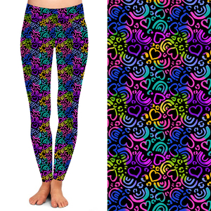 Leggings pour femmes imprimés néon artistiques des années <span class=keywords><strong>80</strong></span>, pantalons extensibles doux comme du beurre, élastiques, vente en gros d'usine, impression personnalisée, tricot - Product Image 3