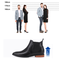 Bottes montantes rehaussantes pour hommes en cuir avec logo personnalisé du fabricant, fermeture éclair, antidérapantes et confortables, hauteur accrue de 7 cm