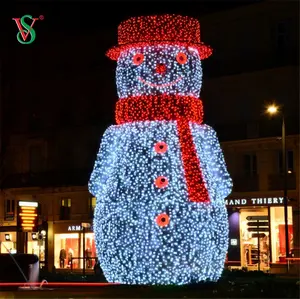 Muñeco de nieve gigante al aire libre modelo vacaciones remolino luces para jardín Navidad vacaciones Decoración