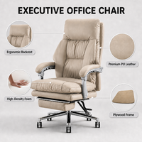 Chaise de bureau exécutive ALINUNU, directement de l'usine, ergonomique, en cuir PU, inclinable, avec repose-pieds rétractable