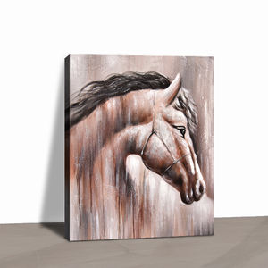 Decoración para sala de estar, lienzo de lino ecológico hecho a mano, pintura al óleo de caballo moderna, arte de pared abstracto con tamaños personalizables - Product Image 2