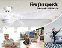 Ventilateur de plafond 52 pouces avec lumière LED 18W 3CCT dimmable, moteur DC, 6 vitesses, télécommande, réversible, certifié CB pour chambre à coucher