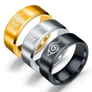 Anelli in acciaio inossidabile placcato oro 18k per gioielli giapponesi e coreani Anime N aruto a tema regalo di fidanzamento di nozze