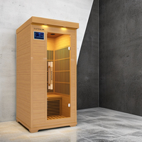 Sauna intérieur en bois massif de pruche pour 1 personne, faible EMF, combinaison infrarouge lointain et lumière rouge, chauffage électrique, panneau de commande informatique