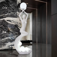 Lampe sur pied LED en résine de luxe moderne, CRI 95, lumière blanc chaud, pour hôtel, salon, sculpture abstraite humanoïde, décoration artistique