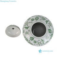 RXEM-WW23180  Jarre générale en porcelaine verte avec motif de fleurs et de feuilles, jarre décorative en céramique antique chinoise