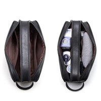 Trousse de toilette en cuir pour hommes Trousse de rasage Sacs avec poches Beaucoup d'espace Pochette de voyage Dopp Kit Fashion Big Zipper Travel Bag