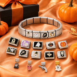 Wholesale Trendy Italian Charm <b>Bracelet</b> Gothic Christian Halloween Tombstone Cross Ghost Link Owl Gun 9mm Stainless Steel - Product Image 1