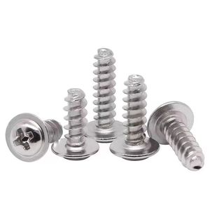 304 Stainless Steel Round Head Self Tapping Screws With Washers Metric Coarse Thread Pan Head Socket Drive A2 70 Grade - Product Image 1