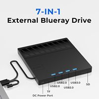 Unidad de Blu-ray Externa Directa de Fábrica, USB 3.0 Tipo-C Ultrafina 7 en 1, Grabadora BDXL de 100 GB, Lector SD TF para PC Portátil, Venta al por Mayor OEM