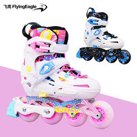 Patins à roulettes pour enfants Flying Eagle Nadia, chaussures fantaisie pour débutants, patins à fleurs plats pour garçons et filles, taille réglable en cinq tailles