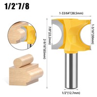 1/2 "tige bois fraise bord coupe peu demi-cercle Cutter rond tige en bois incurvé bords arrondis routeur peu