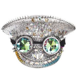 Steampunk Top Hat Rhinestone Burning Man Traje Sombrero Con Gafas Plata - Product Image 2