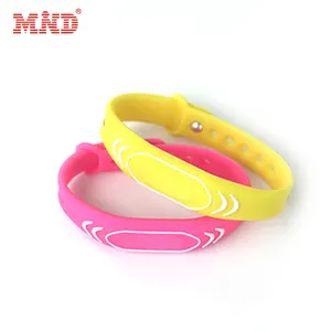 Custom Wristbands F08 1K 13.56Mhz RFID Hard PVC Tag with printed logo Silicone Bracelet