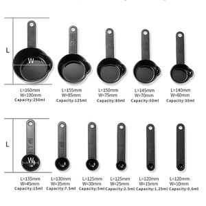 11-Mảnh Bền Dễ Dàng Làm Sạch Rõ Ràng Quy Mô Cống Cổng Màu Đen Màu Xám Nướng Đo Cup Thìa Đặt Cấp Thực Phẩm Nhựa Cho Nướng Bánh - Product Image 5