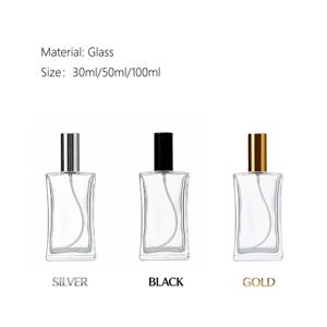 Flacon de parfum de luxe 100 ml en verre plat carré, élégant, vide, en cristal, pour voyage, rechargeable, avec bouchon à vis et pulvérisateur - Product Image 6