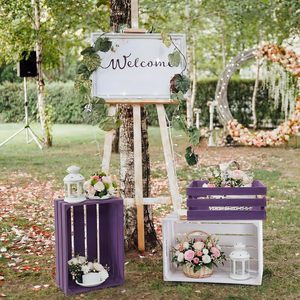 Cajas <span class=keywords><strong>de</strong></span> Madera Pintadas con Asas, <span class=keywords><strong>Macetas</strong></span> Decorativas, Estante <span class=keywords><strong>de</strong></span> Exhibición para Plantas, para Bodas - Product Image 2