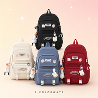 Tas Ransel Nilon 5-in-1 untuk Anak Perempuan, Model Lucu, Ukuran 14 Inci, Tahan Air, Dilengkapi Kompartemen Laptop & Sabuk Bantalan Udara