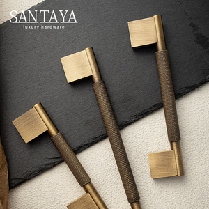 Ручка-скоба Santaya с перекрестной накаткой, античная латунь, длинная ручка для кухонных шкафов, бронзовая ручка для выдвижных ящиков и гардеробов - Product Image 3