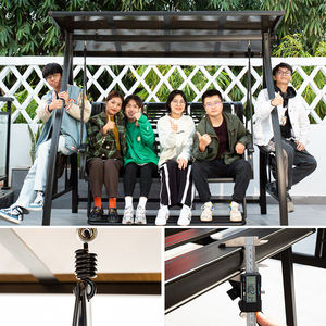 ชิงช้าโลหะอลูมิเนียมสำหรับลานบ้าน3ที่นั่งพร้อมไฟ LED หลังคาเก้าอี้แกว่งในสวน - Product Image 4