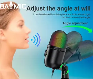 Oem thương hiệu USB RGB condenser microphone cho livestream ghi âm Máy tính để bàn podcasting máy tính phòng thu chơi game