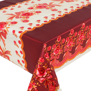 Mantel <span class=keywords><strong>de</strong></span> Tela <span class=keywords><strong>de</strong></span> PVC Rectangular <span class=keywords><strong>de</strong></span> Lujo, Duradero, con Diseño Floral Rojo Rosado, para Bodas y Fiestas, Venta al por Mayor - Product Image 1