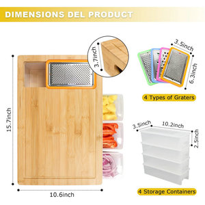 C'est une planche à découper en bambou pour la maison avec tiroirs, une planche à découper pour la viande et une planche à découper en bois massif pour trancher. - Product Image 4