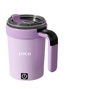 Mug mixeur électrique portable violet 380 ml, mélangeur de café de voyage isotherme avec affichage numérique et poignée - Product Image 1