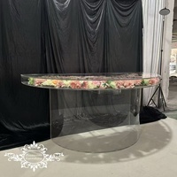 Transparente Halbrunde Acryl Moderne Hotel-Möbel Esstische für Hochzeiten Braut-und-Bräutigam-Tische