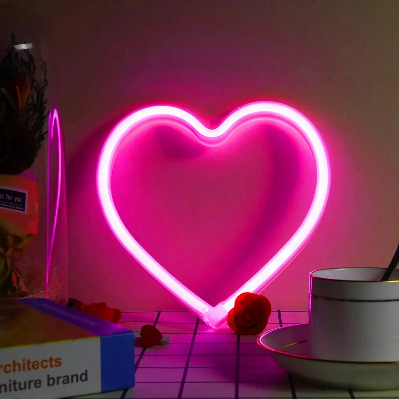 Custom Love Heard Led insegne al Neon Light Wedding Decor Signage montaggio a parete decorazione della casa batteria USB acrilico 3D segno elettronico