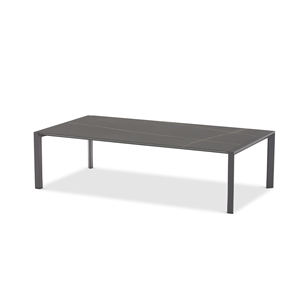 TABLE REEF CM 130X65 EN MÉTAL ANTHRACITE ET PLAN D'EAU EN EFFET MARBRE - Product Image 1