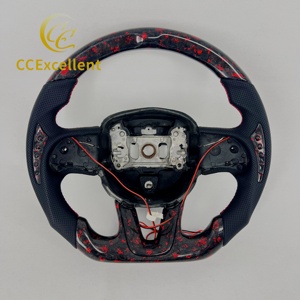 Volant en fibre de carbone forgée avec des paillettes rouges pour <span class=keywords><strong>Dodge</strong></span> Charger/Challenger/Hellcat/Durango/WK2 Jeep <span class=keywords><strong>SRT</strong></span>/Trackhawk 2015-2023 - Product Image 1