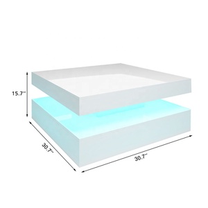 Độ bóng cao Trắng centre bàn trà hiện đại vuông bằng gỗ phòng khách LED Bàn cà phê - Product Image 6