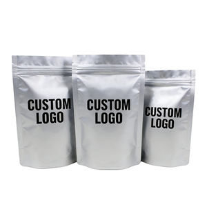 Sacs en aluminium refermables avec logo personnalisé, résistants aux odeurs, à fermeture éclair, thermoscellables, en mylar, pour le stockage alimentaire à long terme - Product Image 1