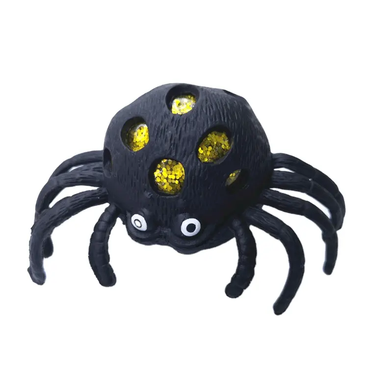 Bola de estrés de cuentas coloridas puntiagudas TPR ventilación de goma Bola de uva mano muñeca Animal juguete blando Bola de malla de araña de Halloween