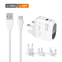 Adaptateur de voyage LDNIO A2522C avec prise UK/EU/US, chargeur VOOC/SCP PD, chargeur mural USB-C à charge rapide 30W